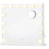 SONGMICS Specchio Trucco con Luci, 15 LED Dimmerabili, 3 Colori, Specchio Ingranditore 10x, Porte USB, da Tavolo o Parete, 44 x 50 x 5,7 cm, Bianco Opaco, Collezione BERIT LWM227WC02