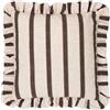 furn. Wylder Connie Square Fodera Per Cuscino - A Righe Con Volant Lino Testurizzato Fodera Decorativa (Cioccolato - 45x45cm)