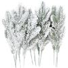 Kunjocy 12 aghi di pino artificiali innevati, ramoscelli, ramoscelli, 26,9 cm, finto pino smerigliato, steli vegetali, picconi per albero di pino di Natale, irrorazioni invernali per ghirlande, decorazioni