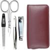 SONNENSCHEIN by Hans Kniebes Hans Kniebes - Set manicure da 4 pezzi, verde mela, set da viaggio per la cura delle unghie per uomo e donna, forbici professionali in acciaio inox, tagliaunghie, lima e pinzette, custodia in vera