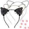FUKPO 3 Pezzi Cerchietto Orecchie Gatto, FUKPO Cerchietto per Capelli Gatto Cerchietto Pizzo Nero Donna Ragazze, Cerchietti Orecchie Gatto Metallo in Cristalli Strass Oro Argento Accessori Festa Carnevale
