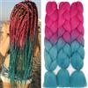 Cybelleza Treccine Extension Capelli Sintetici per Treccine Africane 3 Ciocche Trecce Jumbo Braiding Hair Kanekalon (Rosa rossa&Lago Blu)