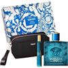 Versace Eros Eau de Toilette Uomo, 100 ml + 10 ml Formato Viaggio + Beauty Case, Fragranza Aromatica, Set Regalo