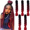 Cybelleza Treccine Extension Capelli Sintetici per Treccine Africane 5 Ciocche Trecce Jumbo Braiding Hair (Nero&Vino rosso&Rosso)