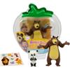 Giochi Preziosi Masha E Orso - Confezione A Forma Di Fragola Trasparente Con Personaggio Maiale, Adesivi E Bustina Contenente Lepre, Per Bambini A Partire Dai 3 Anni