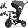 Qplay Triciclo Evolutivo Rito Star Nero | Compatto, Pieghevole, con Cappuccio Estensibile e Freno - Per Bambini da 10 a 36 Mesi
