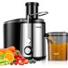 GDOR Estrattore di succo da 800 W, in acciaio inox, 76 mm, bocca grande, per verdure e frutta, 3 livelli di velocità, spremiagrumi veloce, facile da pulire, centrifuga con spazzola, senza BPA