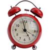 Vilgftyiet Twin Bell - Sveglia vintage in metallo, funzionamento a batteria, display analogico, retroilluminazione, luce notturna, orologio da comodino per chi dorme pesantemente (rosso)