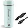Rauwseul Tazza elettrica da viaggio portatile 12V/8A 96W, capacità di riscaldamento 350ml, bollitore elettrico per auto, fodera in acciaio inossidabile 304 da 450ml, temperatura di riscaldamento fino a 98°C