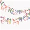 Easy Joy Ghirlanda magica per feste con unicorno, bandiere di carta rosa floreale con farfalle e fiori, decorazioni di compleanno a tema unicorno, per ragazze, baby shower, matrimonio e sfondo