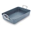 OGIBRIDI Padella Grill Piastra per Arrostire con Griglia Piatto da Cottura con Rivestimento Antiaderente e Maniglia, Piastra Rettagolare da Cucina Polivalente per Tacchino,Pollo,Verdure,Pasta,ecc Misura 44.5cm
