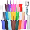 Yisituo 10 bicchieri con coperchio e cannuccia, 710 ml, riutilizzabili, in plastica, per frullati, caffè, feste e viaggi (20, colorati)