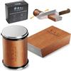 POLISHSURF Rolling Knife Sharpener Kit for Kitchen - Chef Knife Sharpening Tool with 15° & 20° Magnetic Angle, Wooden Roller Base, Diamond Discs - Easy Manual Sharpener System
