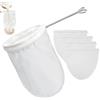 AMONENZ 5 Pezzi Sacchetto per Filtrare Latte Vegetale 37 x 35,5 cm, Sacchetti di Latte di Noci con Supporto, Filtro Vegetale in Cotone, Filtri per Liquori Riutilizzabile, per Latti, Succo e Tè