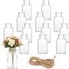 Yoodriy Set di 12 Vasi Vetro 125ml con 10m Corda di Juta, Bocca Larga 3.3cm per Decorazione Tavolo Centrotavola, Lavabile Stile Vintage per Casa Matrimonio Feste Laboratorio