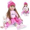 Bambola Reborn Femmina 60 cm Realistica in Silicone Vinile con Corredo Completo