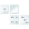 HAKU Set Appendiabiti Bianco, Metallo, Specchio - Dim. L 15 cm x A 15 cm x P 6 cm, Stile Moderno