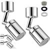 HERKINDNESS 2 Pezzi Aeratore Rubinetto Cucina 720° Girevole, Prolunga Rubinetto Cucina Argento con 2 Modalità di Getto, Rompigetto Rubinetto Cucina Universale, Estensore Rubinetto per Cucina e Bagno