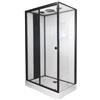ONDÉE - Cabina doccia idromassaggio NOGEA - Montaggio senza silicone - Accesso frontale porta scorrevole vetro 6mm - 120x80x220cm - Profilati in alluminio nero - Consegna in kit