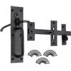 Infinity Decor Suffolk - Set di chiavistello per cancello con pollice, resistente, in ferro e zinco, ideale per cancelli da giardino, garage e capannoni in legno, colore: nero