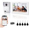 ANJIELO SMART Videocitofono con citofono (cablato), videocamera 1080p con monitor touch da 7, supporta impronte digitali, scheda IC, sblocco password (bianco)