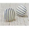 ARTISNO Pomelli in ceramica per armadi - Set di 10 pomelli decorativi in ceramica di lino stampati a mano in bianco e blu per cassetti di armadi da cucina domestica, maniglie per armadi e