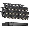 ANNKE Sistema di telecamera di sicurezza 1080P, registratore DVR a 32 canali 3K Lite con rilevamento di movimento AI, 20 telecamere analogiche da 2 MP, con visione notturna a colori, senza disco