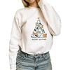 SIPEIEN Felpa Natalizia da Donna Merry Catmas Maglione Felpa con Cappuccio con Stampa Grafica Divertente di Gatto, bianco, S