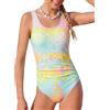 JiAmy Costume da bagno da ragazza, tinta unita, motivo leopardato, senza maniche, per bambini, estivo, per 8-13 anni (etichetta: 120-160), giallo., 9-10 Anni