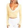 Navneet Maglia da donna a maniche lunghe, aderente, per yoga, pilates, balletto, autunno, giallo., M