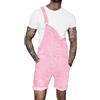 Duohropke Jeans da uomo, estivi, in denim, salopette corte in jeans, pantaloni corti, Colore: rosa., S
