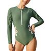 Happy Cherry Costume da Bagno di Un Pezzo Maniche Lunghe con Zip da Ragazze Bambine Costume Intero da Nuoto Protezione Solare Rash Guards con Imbottite Rimovibili, Verde 7-8 Anni