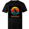 Pinitotee Airwolf Sunset 1980s Retro Maglietta da Uomo Nera da Uomo Regular