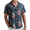 Glintfrolg Camicia hawaiana da uomo, estiva, a maniche corte, con bottoni, casual, per il tempo libero, per le vacanze, motivo floreale, vestibilità regolare
