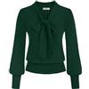 GRACE KARIN Camicia Vintage Donna a Tinta Unita Maniche Lunghe con Scollo a V da Party da Sera Verde S