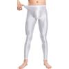 Maeau - Collant Luminosi Uomo Gloss Legging Sportivi Oliato Pantaloni Stretti Elastici Setosi M-XXL, bianco, M