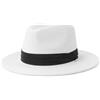DRESHOW Donna Cappello Panama Cappello da Spiaggia in Paglia Fedora Cappello Arrotolato in Paglia a Tesa Larga Cappelli Panama UPF 50+