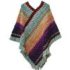 XAGMODSHN Mantello in stile bohémien, scialle con nappa, scialle avvolgente, mantello, pashmina, scialle lavorato a maglia, sciarpa, mantello, scialle triangolare, avvolge, Viola giallo, as desribed