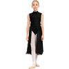 YEAHDOR Abito da Ballo Lirico Contemporaneo Bambina Body da Pattinaggio Artistico Senza Manica Leotards Danza Classica Moterna Vestito da Balletto Dancewear Nero 9-10 Anni