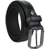 No Limits Cintura Uomo in Vera Pelle, Alta 3,5 cm, Accorciabile, Con Cuciture, Classica, Effetto Used, Fibbia Nickel Free