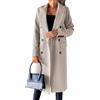 Generic Elegante cappotto invernale da donna con revers a tacca, lungo trench doppiopetto, nero - 2 X-Large