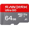 Sandisk 64GB Scheda memoria SanDisk Ultra Go R140 microSDXC R140 UHS-I V10 A1 Classe 10 Grigio Rosso [SDSQUGN-064G-GN6MN]