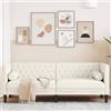 Rantry Arredo Divano Chesterfield con Rinforzi 3 Posti Crema in Velluto, Mobilia Divano Letto Sofà Soggiorno Divanoletto, Divani per Esterno da Giardino, Divano Giardino Salotto