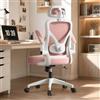 WXJHL Sedia da Scrivania Ergonomica con Sostegno Lombare Regolabile, Sedia da Ufficio con Braccioli Pieghevoli e Funzione Basculante, Sedia per Computer in Rete con Schienale Alto, Rosa