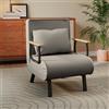 Fabulcozy Divano Letto Convertibile 3 in 1, Poltrona Regolabile 5 Posizioni, Fodera Rimovibile Lino-Cotone, Cuscino Spesso, Piedi Metallo Trapezio Inclinato, Braccioli Legno-Metallo,,Grigio Chiaro