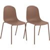 CLP Set 2 sedie impilabili Hardin con scocca ergonomica in plastica e telaio in metallo, ideali per sala da pranzo, conferenza, cucina, Colore: terracotta