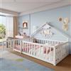Trdlpyn Letto per bambini 90 x 190 cm, letto da pavimento Montessori, letto per bambini, battiscopa, ringhiera con serratura, letto in legno massello di pino massiccio, con protezione anti-caduta e rete a