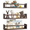 CEIEVER Mensole da Muro in Legno Naturale, Set di Mensole da Parete Design Moderno, Libreria per Bambini Montessori e Scaffale Cucina Salvaspazio, Mensola Sospesa per Cameretta e Bagno (Marrone naturale)