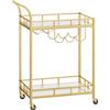 VASAGLE Carrello Cucina, 2 Ripiani a Specchio, Portabottiglie Vino