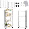 Hooha Carrello sottile a 4 ripiani, larghezza 9 cm, con ruote, multiuso per cucina, bagno, biancheria, punti stretti, plastica e acciaio inox, trasparente